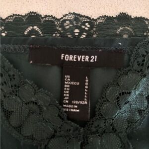 Forever 21 dark green satin with lace tank